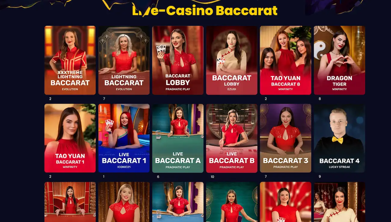 Live-Baccarat-Tisch im Slotsgem Casino