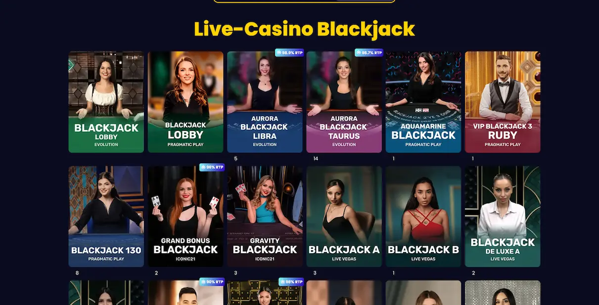 Live-Blackjack-Tisch im Slotsgem Casino