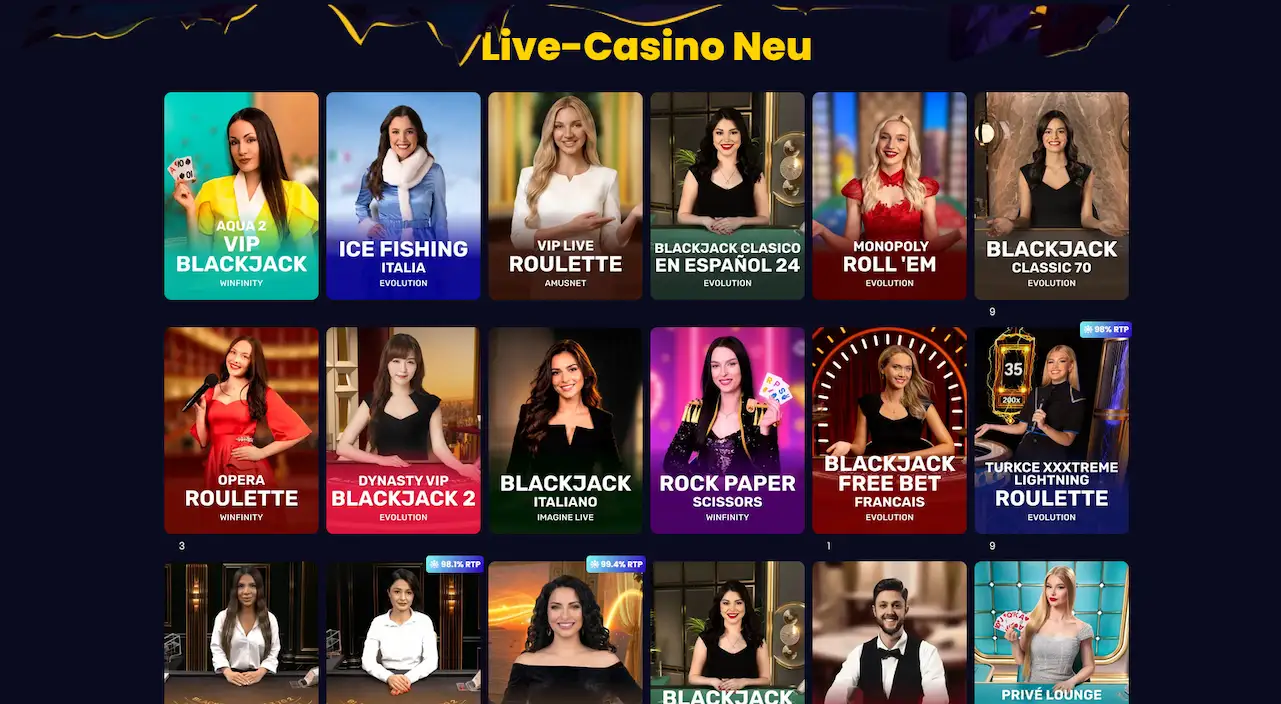 Live-Casino von Slotsgem mit Echtzeit-Dealern und über 600 Tischen